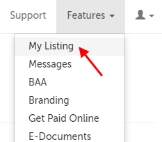 "My Listing" is the first item in the drop-down menu