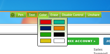 Screencap showing the share screen color palette