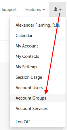Account Groups option from menu
