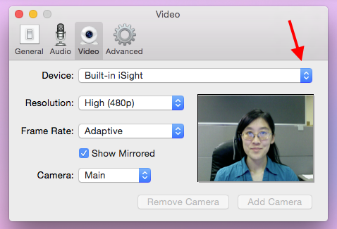 Screencap showing video settings