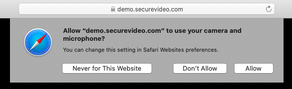 Permissions prompt for Safari on Mac